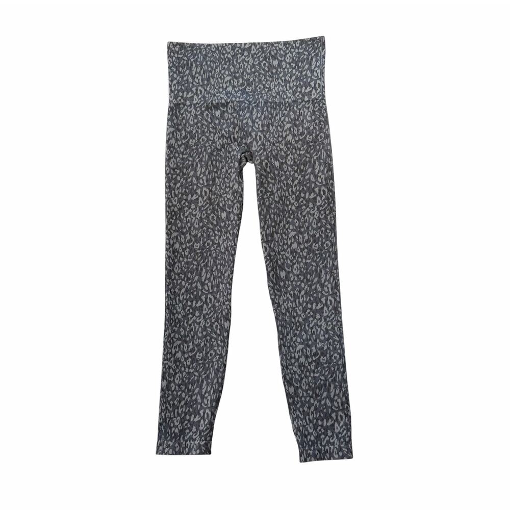Spanx Gray Black Animal Print Compression Workout Everyday Athleisure Leggings